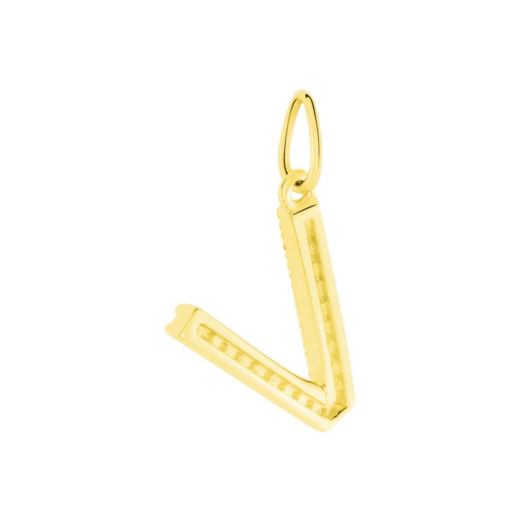 Anhänger Gold 375 Zirkonia Buchstabe V - Schmuckanhänger Damen | OROVIVO