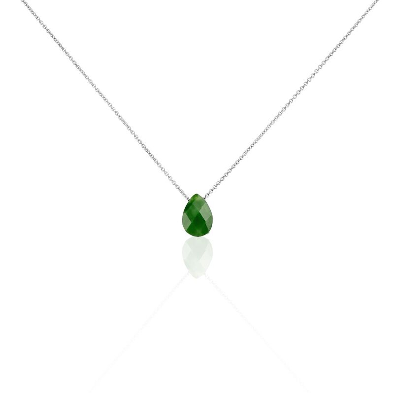Collier Alvena Argent Weiss Rhodié Malachite Vert - Spannringe Damen | OROVIVO