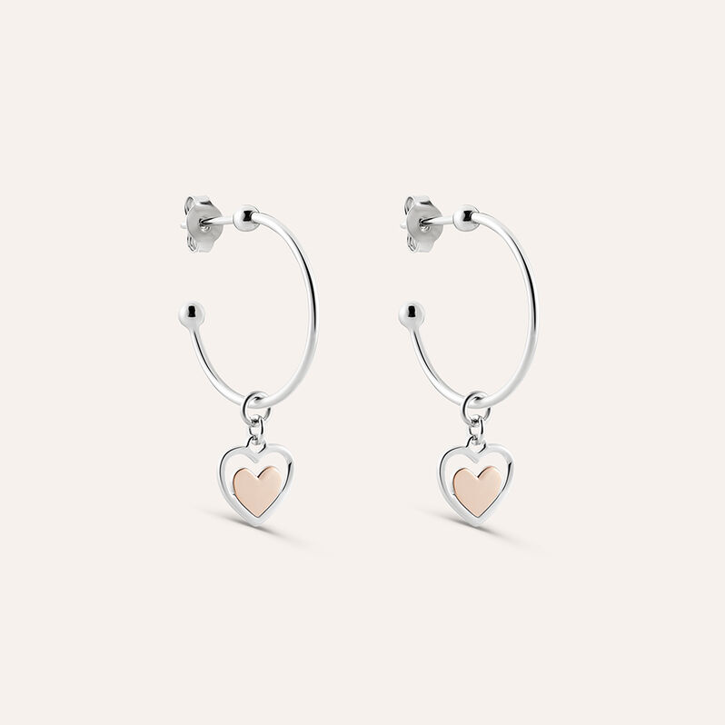 Orecchini A Cerchio Silver Collection Argento Bicolore Bianco / Rosa - Spannringe Damen | OROVIVO