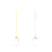 Damen Ohrringe Lang Gold 375 Perlmutt Weiß Mond Pierre 