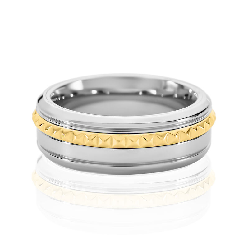 TORIN Herren Ring Edelstahl Bicolor Gelb/Silber B 8 mm - Ringe Herren | OROVIVO