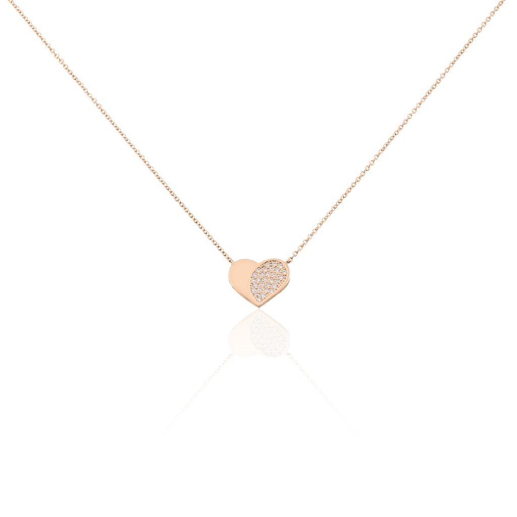 DEVENA Damen Collier Silber rosevergoldet 925 Zirkonia Weiß Herz - Halsketten Damen | OROVIVO