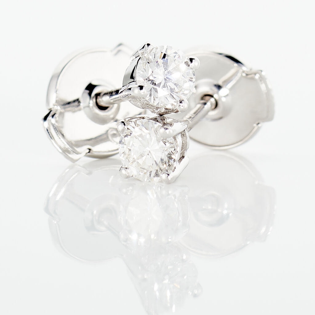 Boucles D'oreilles Or Blanc Victoria Puces Diamants - Spannringe Damen | OROVIVO