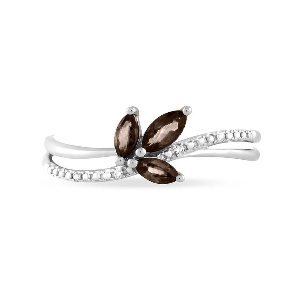 Bague Angie Or Blanc Quartz Et Diamant - Spannringe Damen | OROVIVO