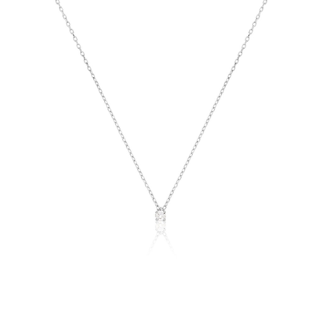 VICTORIA Damen Collier Wei&szlig;gold 585 (14 Karat) Diamant Wei&szlig; 0,060 ct