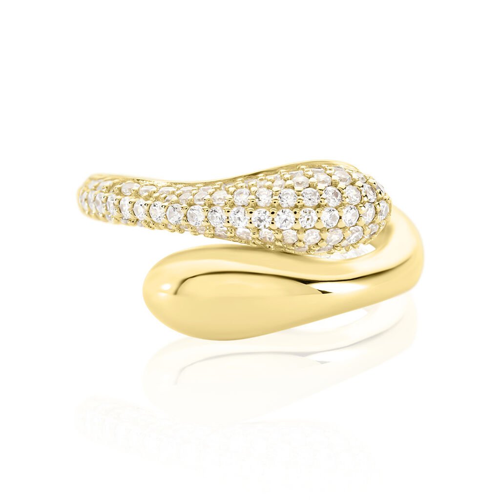 ELANI Damen Ring Silber vergoldet 925 Zirkonia Weiß 1,03 ct Tropfen, Ring mit Stein