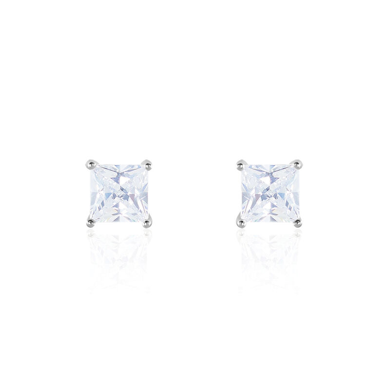 BIRATI Damen Ohrstecker Silber 925 Zirkonia Weiß 4,2 ct Viereck - Ohrstecker Damen | OROVIVO