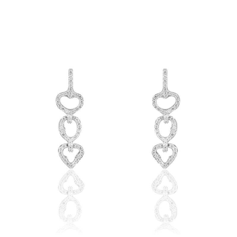 Boucles D'oreilles Pendantes Adysonae Argent Blanc Oxyde De Zirconium - Spannringe Damen | OROVIVO
