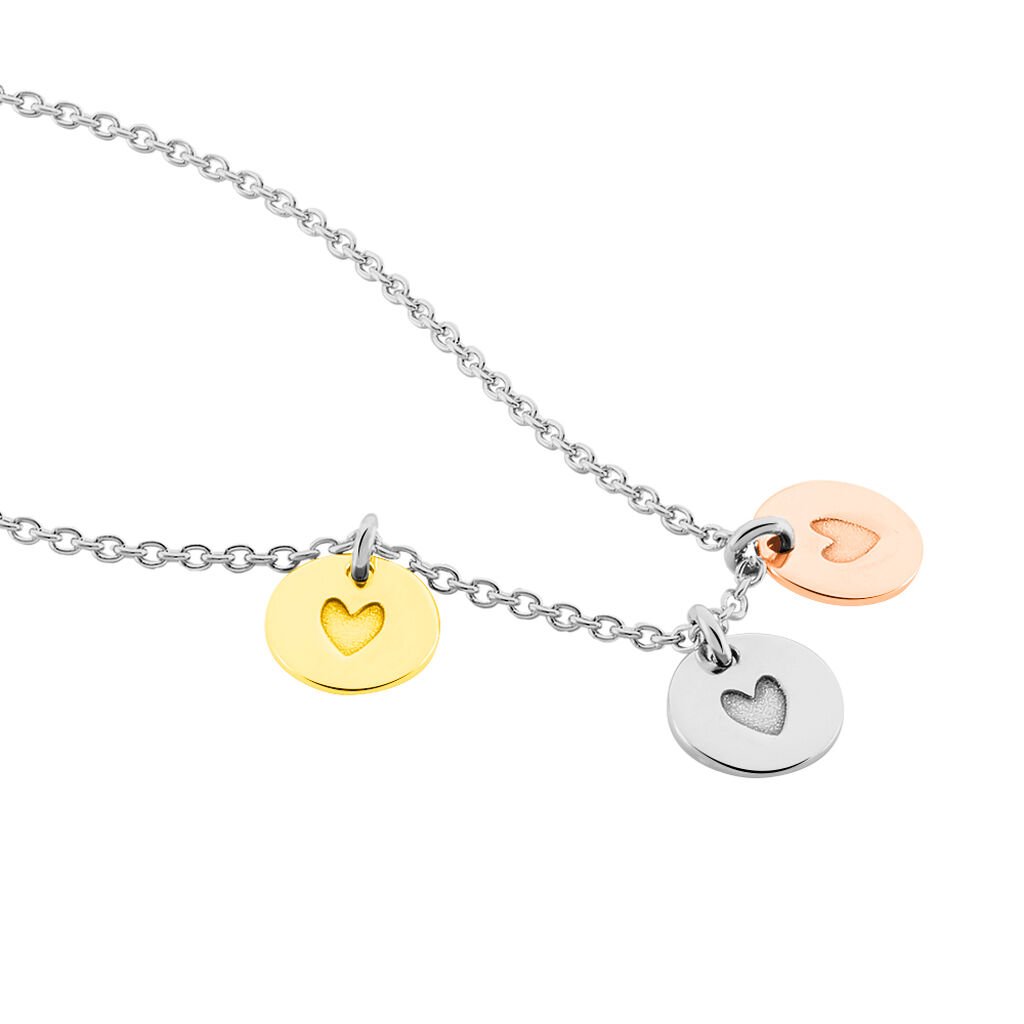 CARO Damen Collier Silber Tricolor 925 Herz