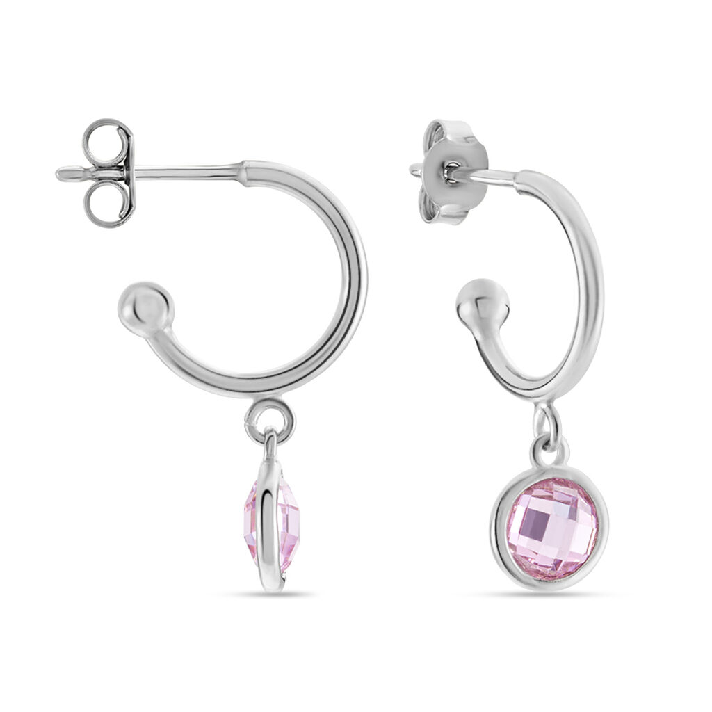 SCHARIKA Damen Creolen Silber Silber 925 Zirkonia Ros&eacute; 0,3 ct Kreis