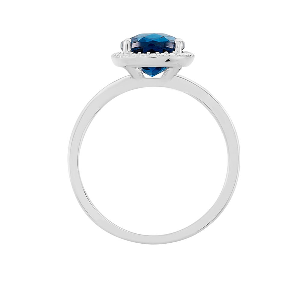 PAGA Damen Ring Wei&szlig;gold 375 (9 Karat) Topas Londonblau 2,5 ct Oval