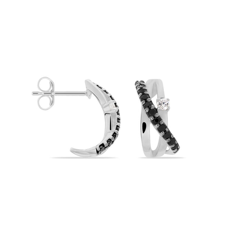 Damen Steckcreolen Silber 925 Schwarzer Zirkonia - Creolen Damen | OROVIVO