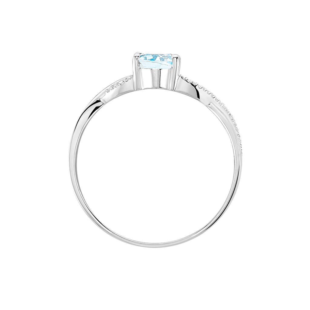 Damenring Weißgold 375 Blauer Topas Verflochten  - Ringe mit Edelsteinen Damen | OROVIVO