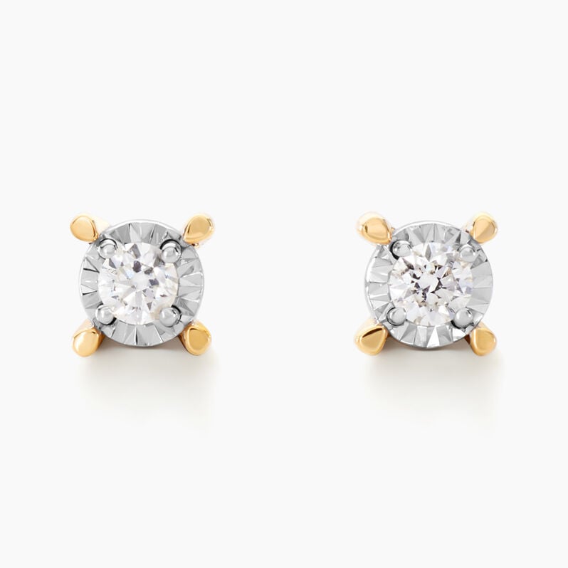 Boucles D'oreilles Puces Diamotion Or Jaune Diamant - Spannringe Damen | OROVIVO