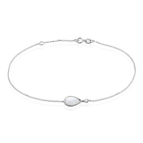 Damenarmband Weißgold 375 Perlmutt Zirkonia - Armbänder mit Anhänger Damen | OROVIVO