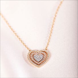 Damen Halskette Gold 375 Tricolor Zirkonia Herz - Herzketten Damen | OROVIVO