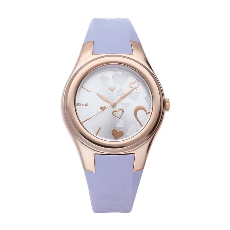 Broadway - Orologio cinturino lilla in policarbonato. cassa oro rosa - Spannringe Damen | OROVIVO