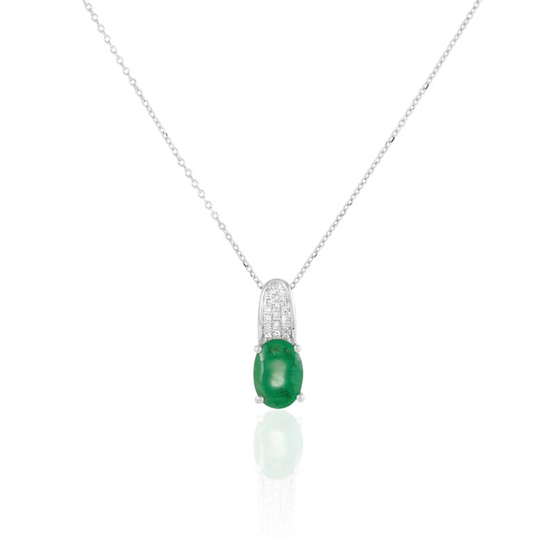 Collier Crista Or Blanc Emeraude Et Diamant - Spannringe Damen | OROVIVO