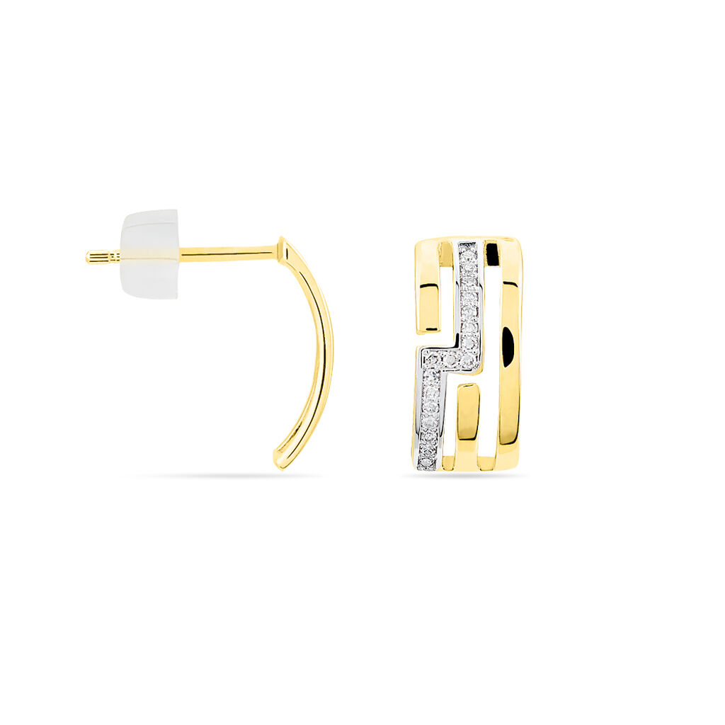 Boucles D'oreilles Puces Laurie Or Jaune Diamant - Spannringe Damen | OROVIVO