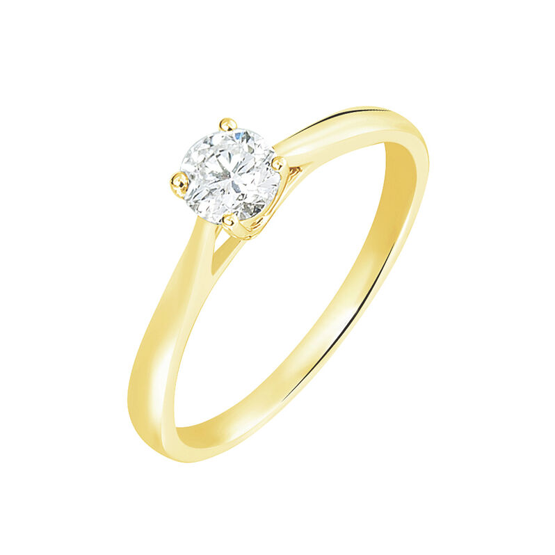 Solitaire Or Jaune Fiona Diamant Synthetique - Spannringe Damen | OROVIVO