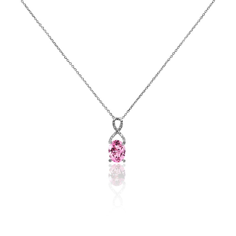 Collier Or Blanc Tourmaline Et Diamant - Spannringe Damen | OROVIVO