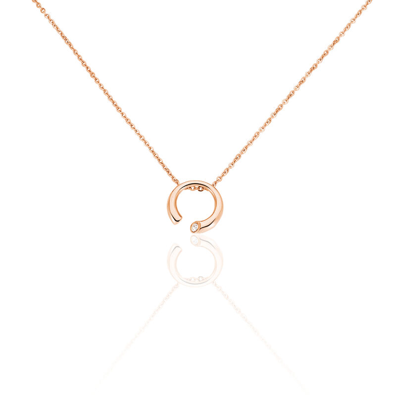 Damen Collier Edelstahl rosevergoldet Strass Wei&szlig; Kreis - Halsketten Damen | OROVIVO