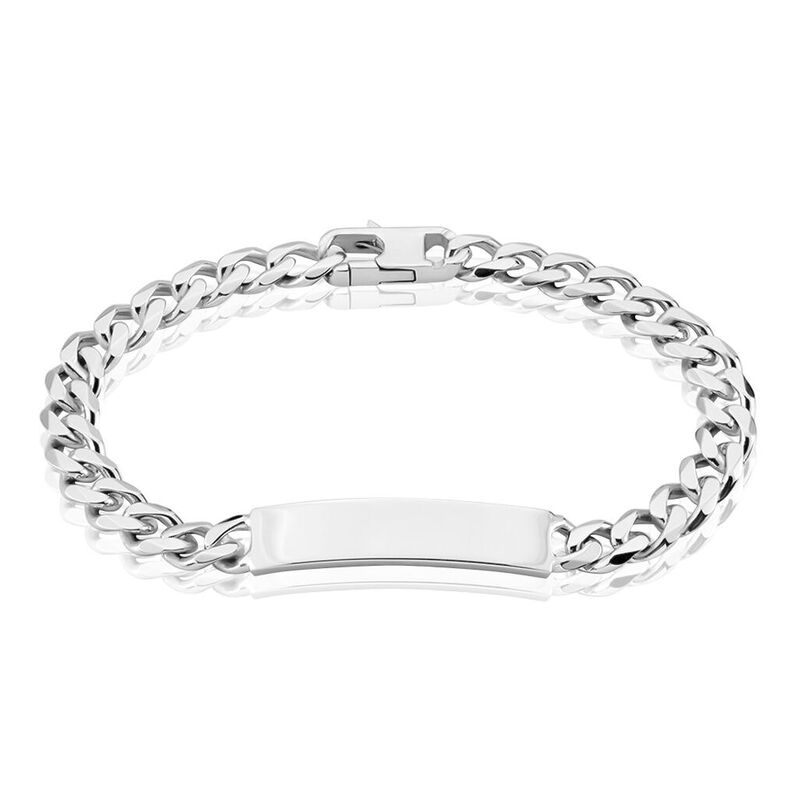 Bracciale Con Targhetta Gentleman Argento Rodiato - Spannringe Herren | OROVIVO