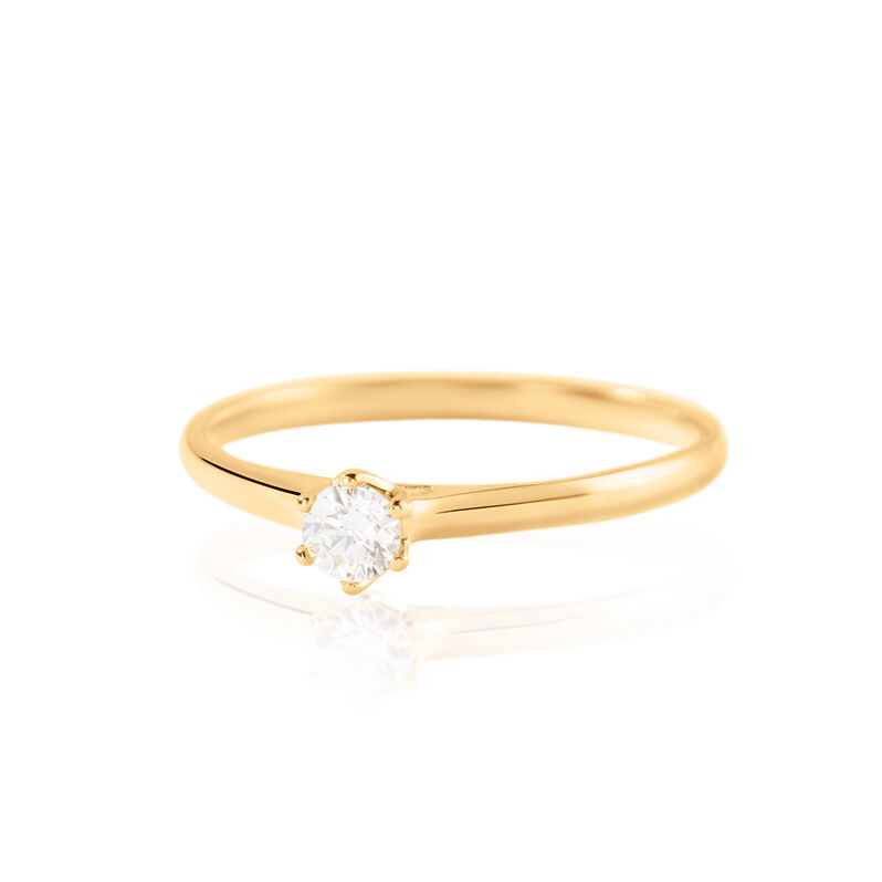 CHARLENE Damen Ring Gold 585 (14 Karat) Diamant Wei&szlig; 0,15 ct B 1,6 mm - Verlobungsringe Damen | OROVIVO
