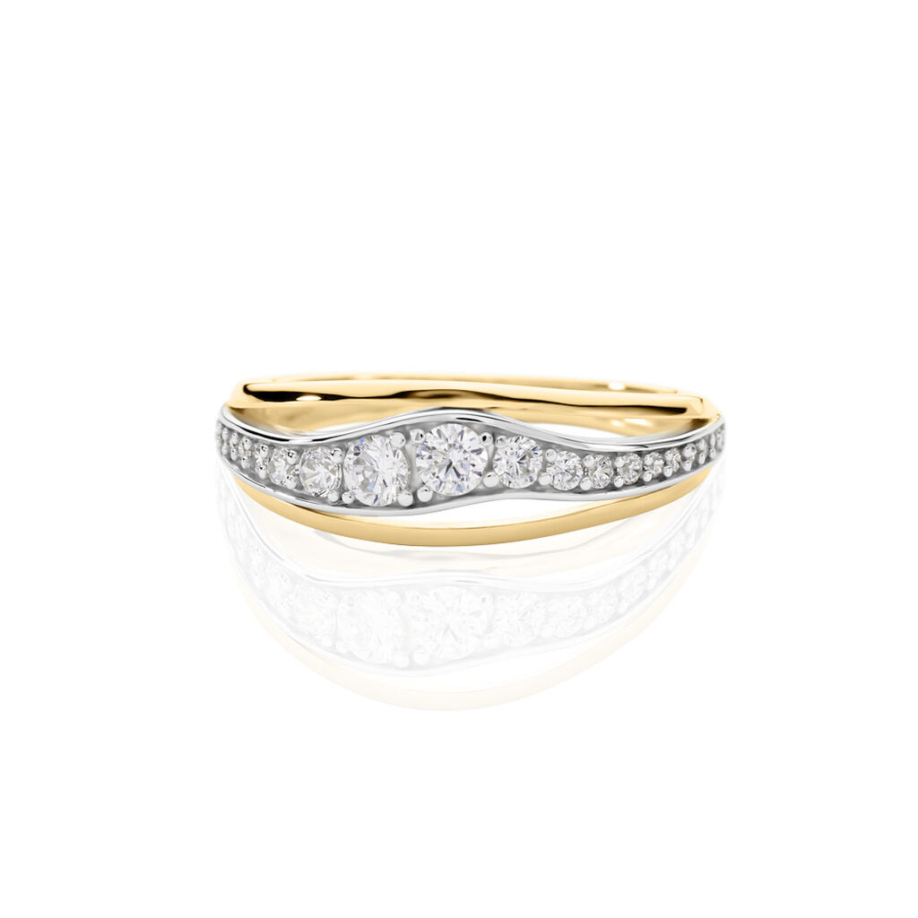 Damen Ring Gold Bicolor Gold/Silber 375 Reta - Ringe mit Stein Damen | OROVIVO