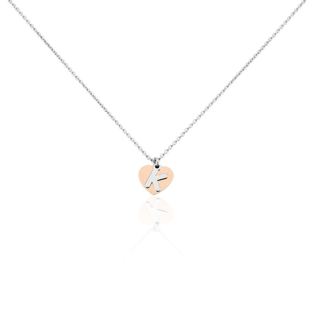 BERA Damen Collier Silber Bicolor 925 Herz, Collier ohne Stein