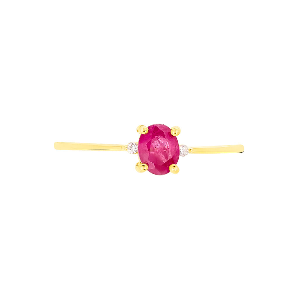 Bague Or Jaune Janah Rubis Et Diamants - Spannringe Damen | OROVIVO