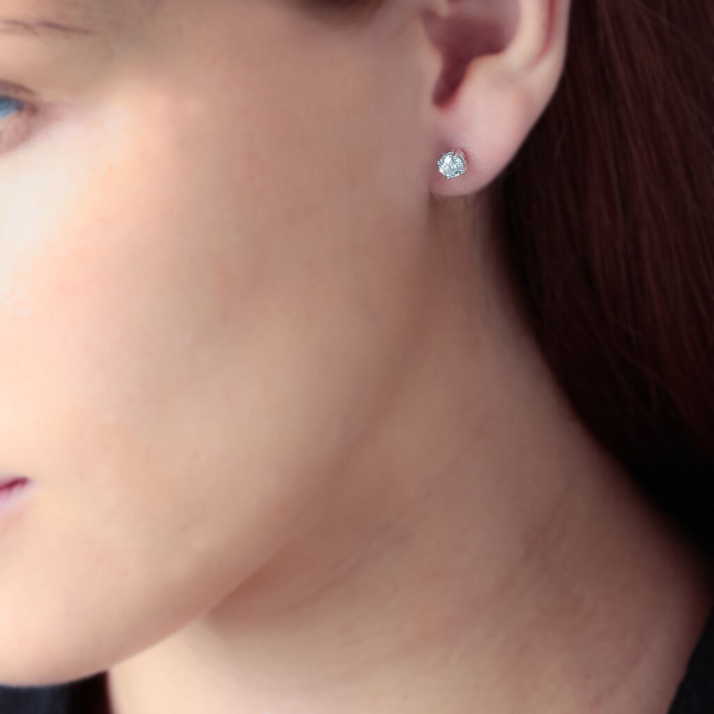 Boucles D'oreilles Puces Hapsatou Or Blanc Diamant - Spannringe Damen | OROVIVO