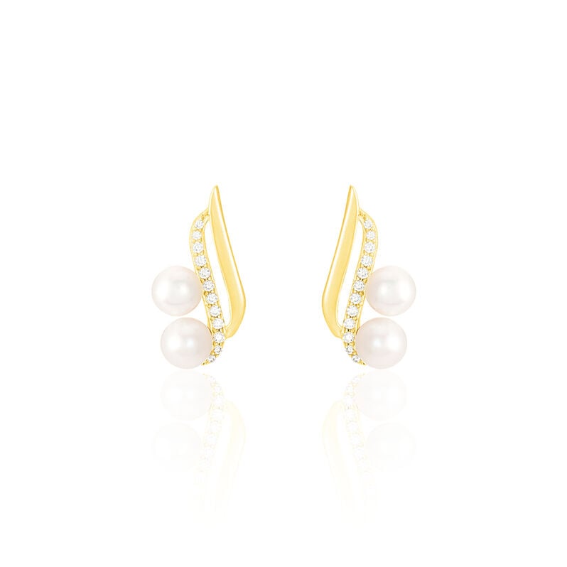 Ohrstecker Gold 375 Zuchtperle Zirkonia Loeva - Ohrstecker Damen | OROVIVO