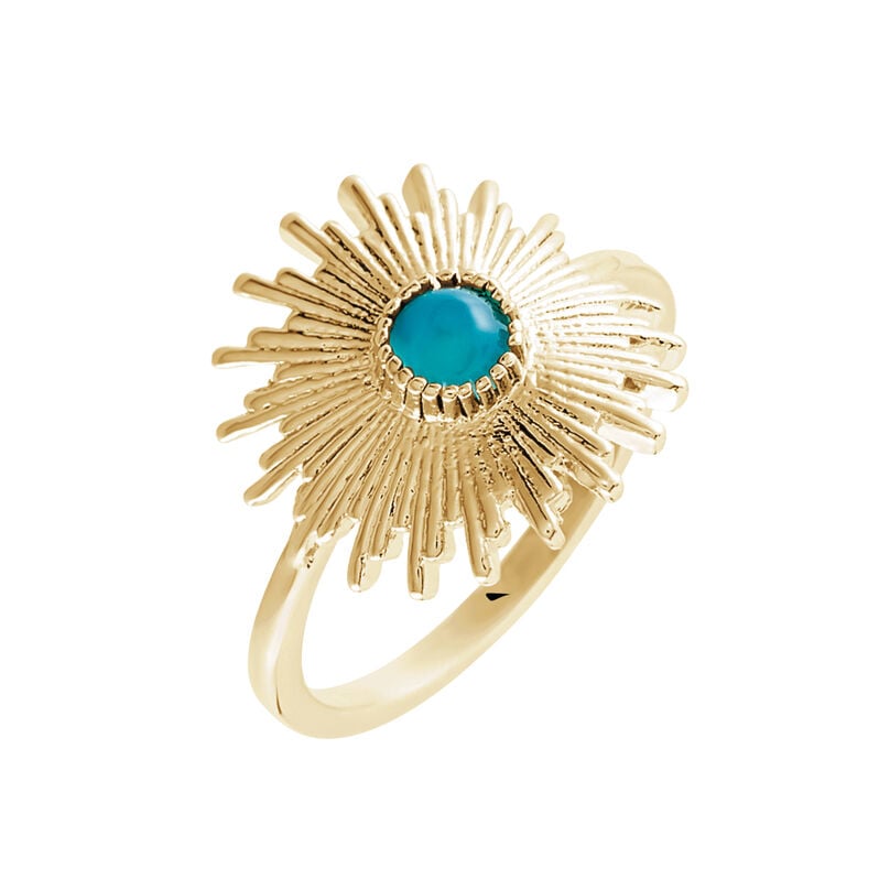 Bague Plaque Or Boecia Soleil Pierre Ble - Spannringe Damen | OROVIVO
