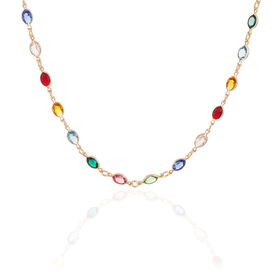 Damen Collier 18 Karat Vergoldet Multicolour Steine Ilvaae - Ketten mit Stein Damen | OROVIVO