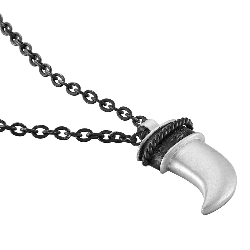 Herren Kette Edelstahl Bicolor Silber/Schwarz