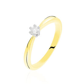 Solitärring Gold 375 Bicolor Diamant 0,1ct - Ringe mit Edelsteinen Damen | OROVIVO
