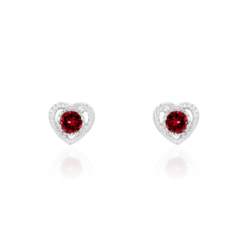 NAURI HERZ Kinder Ohrstecker Silber 925 Strass Rot Herz, Ohrstecker mit Stein