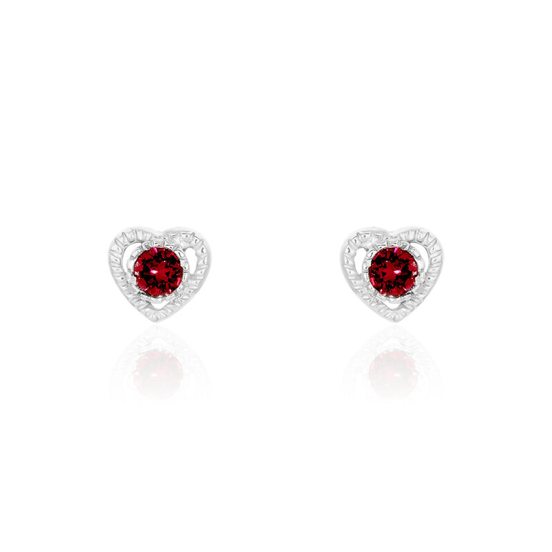NAURI HERZ Kinder Ohrstecker Silber 925 Strass Rot Herz - Ohrstecker Kinder | OROVIVO