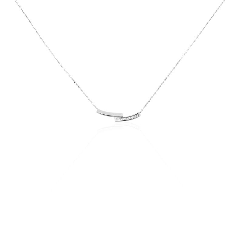 Damen Collier Weißgold 375 Diamant 0,07ct Balken Cecile 1 - Halsketten Damen | OROVIVO
