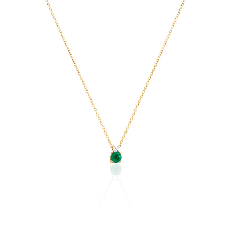 ELISABETH Damen Collier Gold 585 (14 Karat) Smaragd Gr&uuml;n 0,24 ct - Halsketten Damen | OROVIVO