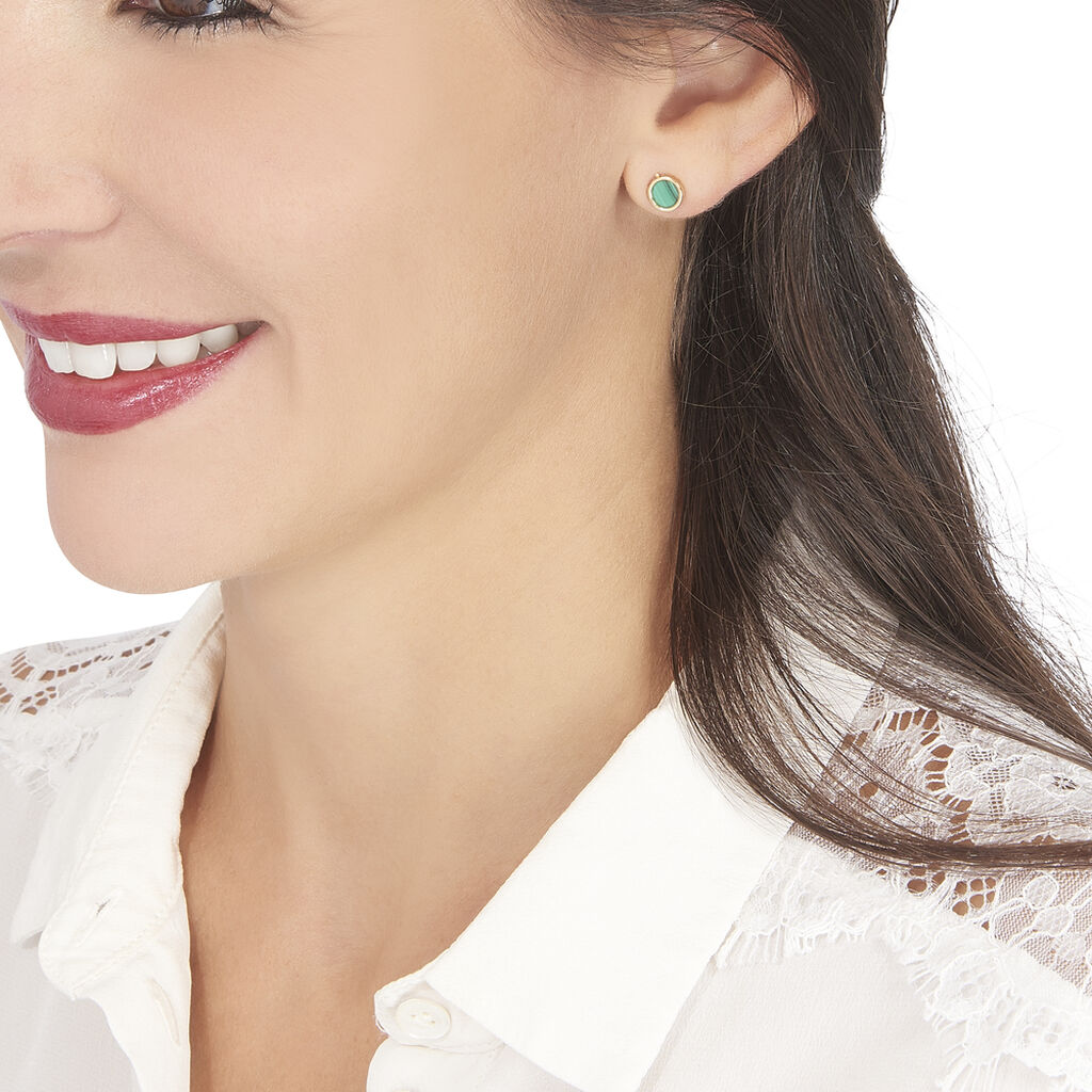 Damen Ohrstecker Gold 375 Malachit  - Ohrstecker Damen | OROVIVO