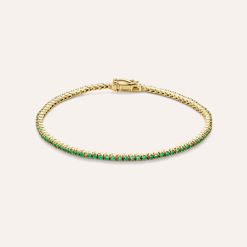 Bracciale Tennis Charlotte Oro Giallo Smeraldo - Spannringe Damen | OROVIVO