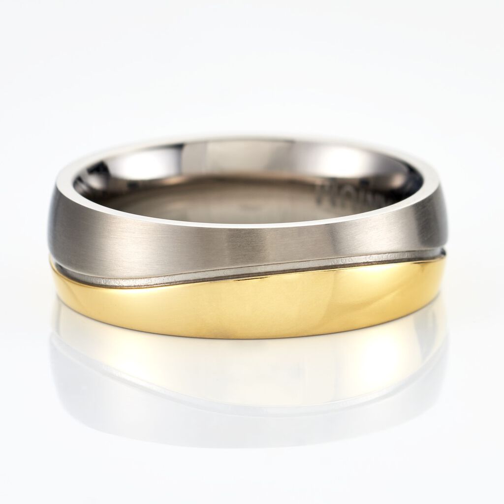 Damen Ring Titan Bicolor Gelb/Silber Ohne Stein 6,00mm  - Ringe Damen | OROVIVO