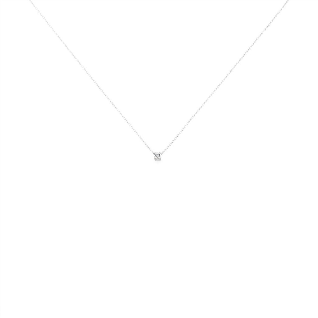 Damen Collier Weißgold 375 Diamant 0,08ct Illusion Pastille - Halsketten Damen | OROVIVO