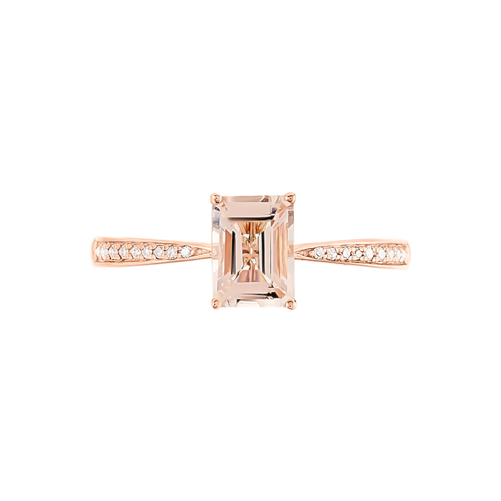 Bague Solitaire Cilly Or Rose Morganite Et Diamant - Spannringe Damen | OROVIVO
