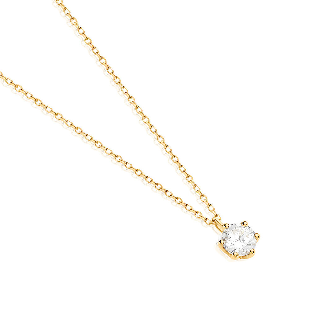 Sonate Damen Collier Gold 585 (14 Karat) Synthetischer Diamant Wei&szlig; 0,52 ct