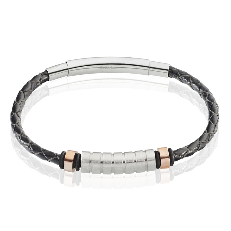 Bracelet Acier Bicolore Et Cuir - Spannringe Herren | OROVIVO