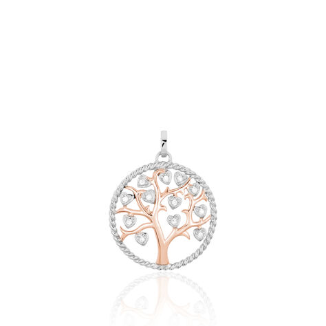 SVALA LEBENSBAUM 2 Damen Anh&auml;nger Silber Bicolor Silber/Ros&eacute;gold 925 Zirkonia Wei&szlig; Baum - Schmuckanh&auml;nger  | OROVIVO