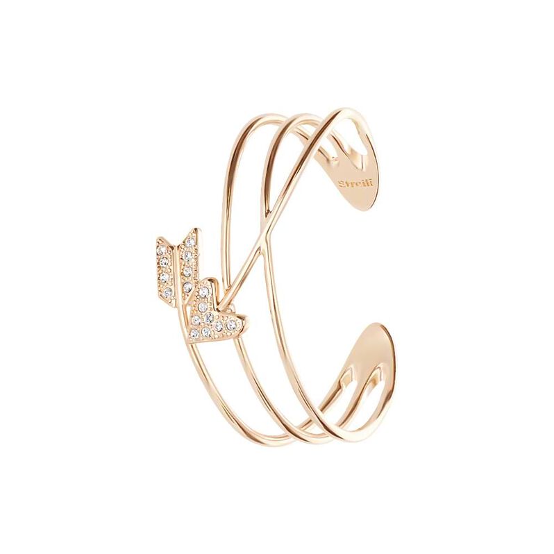 Bracciale rigido in ottone rosato con freccia di Cupido con strass - Spannringe Damen | OROVIVO